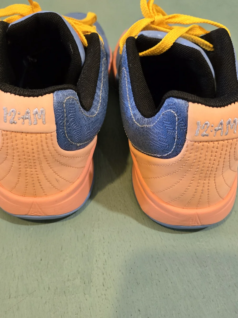Nike JA 2 Blue Sneakers with Pink Swoosh and Yellow Laces
